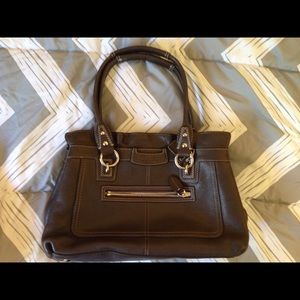Gently used brown leather coach purse