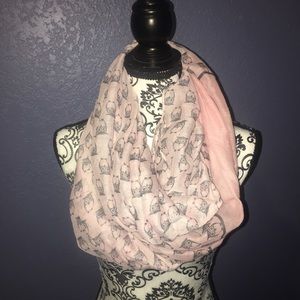 Pink and owl infinity scarf
