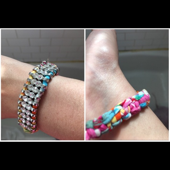 NWT Aqua Rhinestone Woven Adjustable Bracelet