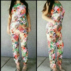 Floral pant romper