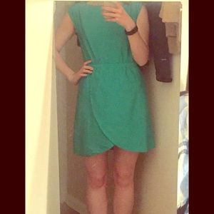 Emerald green tulip skirt dress