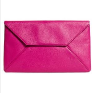 Brooks Brothers Pink Calfskin Envelope Clutch