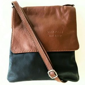 VERA PELLE ELENA CROSSBODY MESSENGER LEATHER BAG