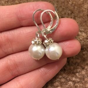 Small dangle pearl earrings