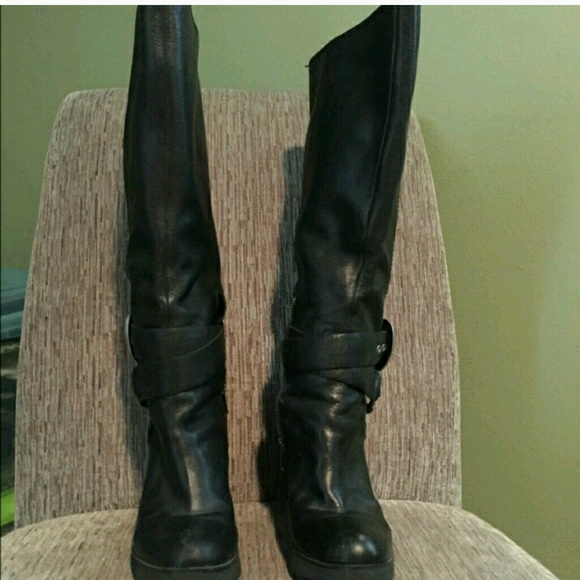 Nine West tall black wedge boots