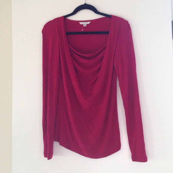 Cabi xs red drakes neck long sleeved top