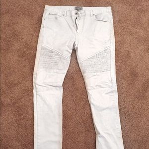 White Bullhead Skinny Moto Jeans