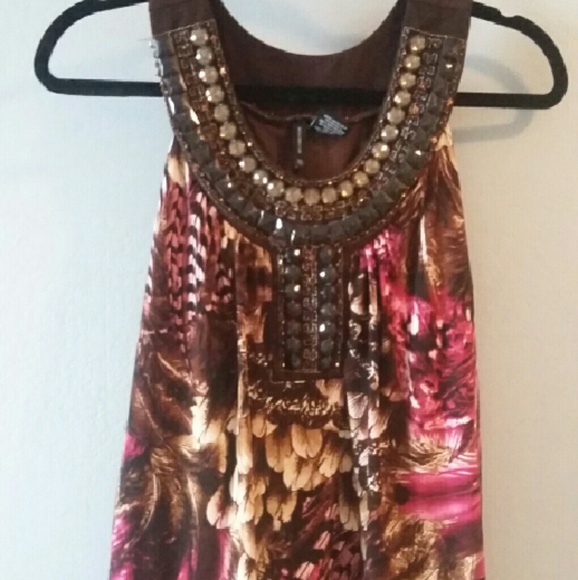 Beaded sleeveless Blouse?? fall colors.