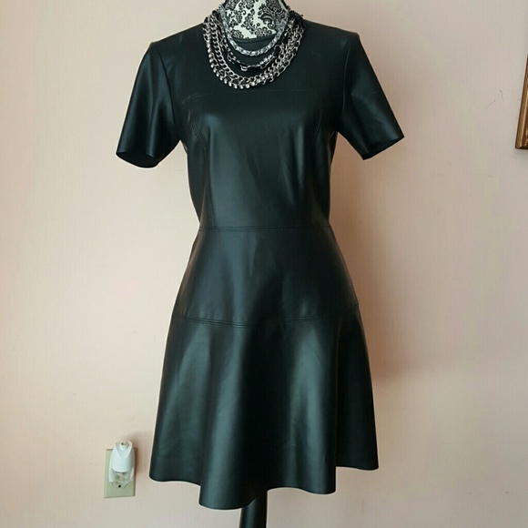 Black faux leather dress