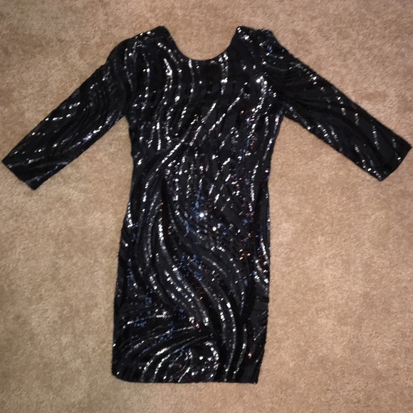 New Express Sequin Three Quarter Sleeve Dress