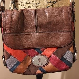Brown leather fossil purse