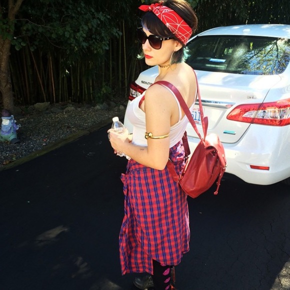 Adorable vintage red leather backpack