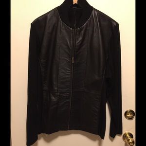 Leather and sweater jacket