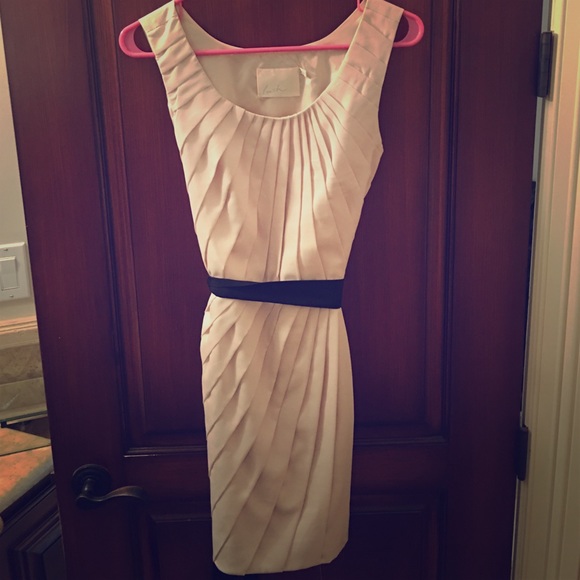 Lush Beige Taupe Mini Dress with Black Bow