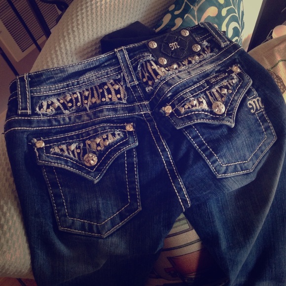 MissMe Bedazzled Zebra Print Jeans