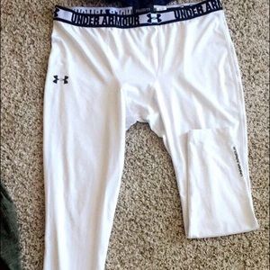 Men's White UnderArmour Leggings