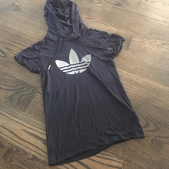Adidas Originals black hoodie top trefoil logo