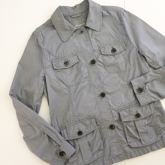 Eddie Bauer Jackets & Blazers - Eddie Bauer Gray Blue Military Style Pocket Jacket