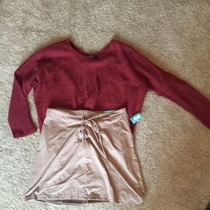 NWT Lace-Up Suede Skirt