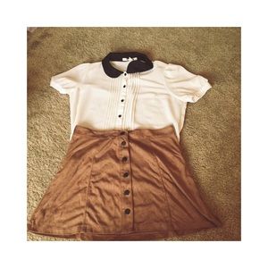 Button-up Suede Skirt