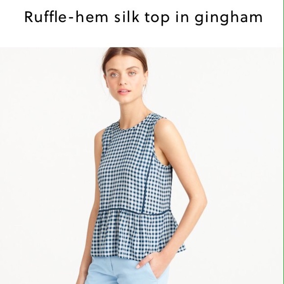 Gingham silk top