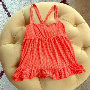 Orange and White Polka Dot Cross Cross JCrew Top