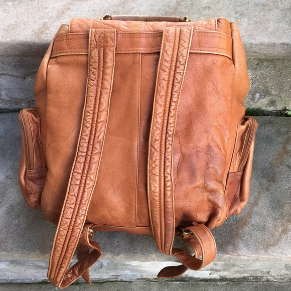 🚫SOLD Vintage large brown leather backpack 1970's - Picture 2 of 4