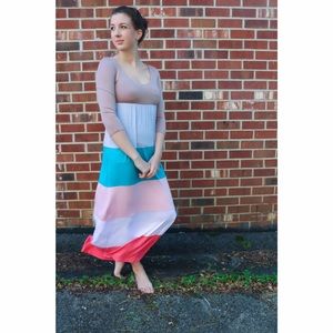 BRAND NEW! Multi color block maxi dress