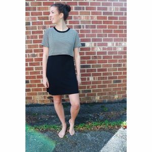 BRAND NEW! Black dress with a crop top striped top