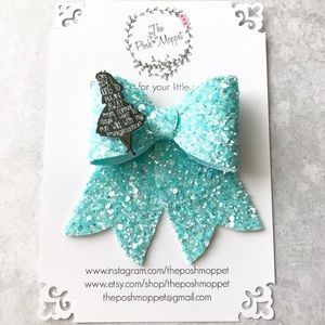 Alice in Wonderland glitter bow