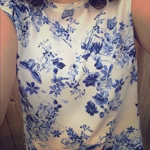 Butterfly Silky Cap Sleeve Top