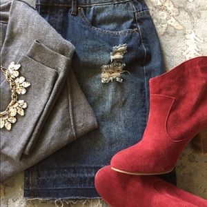 Urban Outfitters Ecote Burgandy Ankle Boot