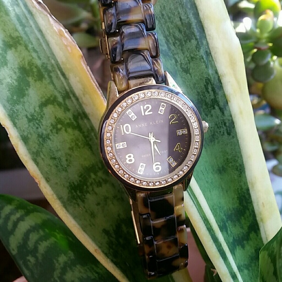 Anne Klein watch w tortoiseshell band & Cz ring