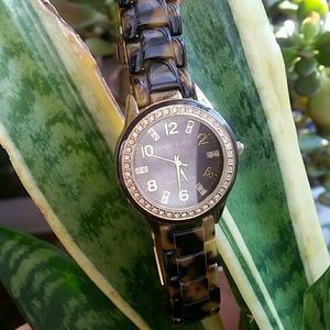 Anne Klein watch w tortoiseshell band & Cz ring
