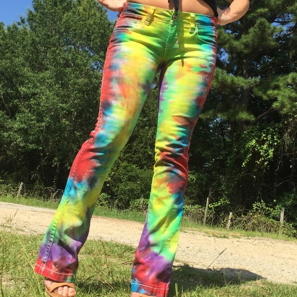 SALE!🌻Boho Hippie🌻 Tie-Dyed Festival Jeans - Picture 6 of 7