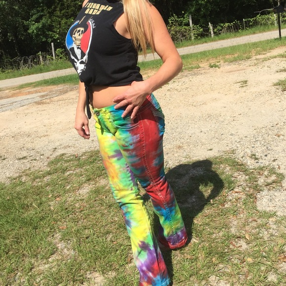 SALE!🌻Boho Hippie🌻 Tie-Dyed Festival Jeans - Picture 7 of 7