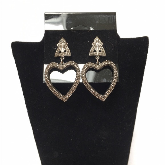 Heart-shaped Marcasite Earrings