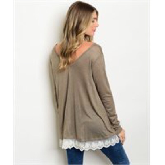 Knit Mocha dream top with lace - Picture 2 of 2