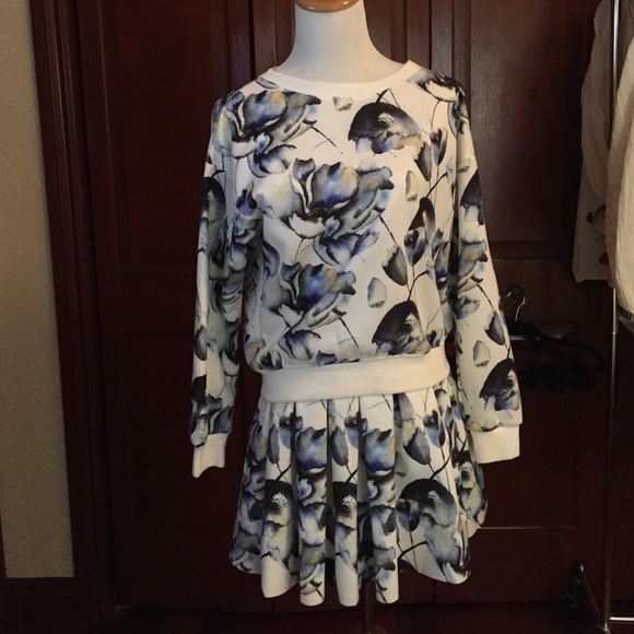 Flower Sweater Skirt Set