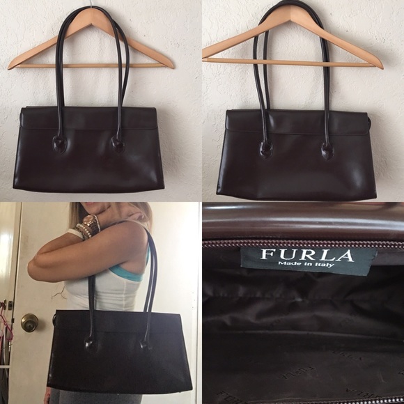 Furla Dark Brown Patent Leather Italian Made Tote - Picture 2 of 4