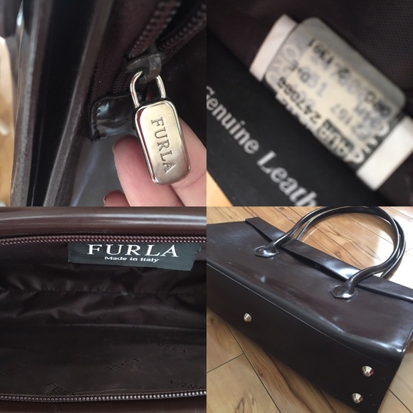 Furla Dark Brown Patent Leather Italian Made Tote - Picture 3 of 4