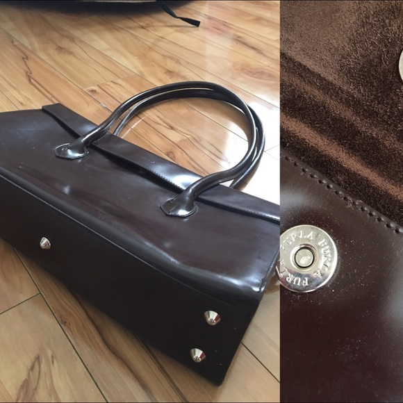 Furla Dark Brown Patent Leather Italian Made Tote - Picture 4 of 4