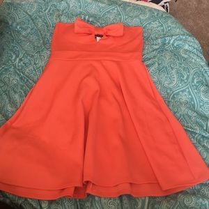 Orange/red skater skirt style cocktail dress