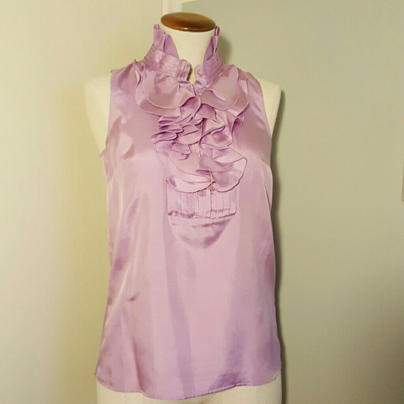 J. Crew Tops - J.Crew Misty Lavender Sleeveless Ruffled Silk Top