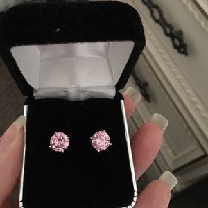 Pink sapphire gem stone earrings