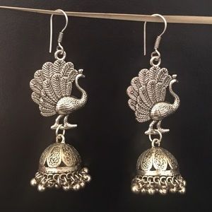 Dancing peacock earrings hanging drop earrings