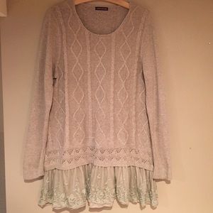 Oatmeal Sweater with Ruffle Detail