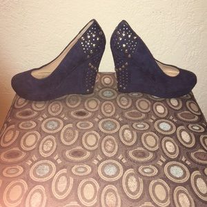 Navy & Gold Women's platform shoes-size8