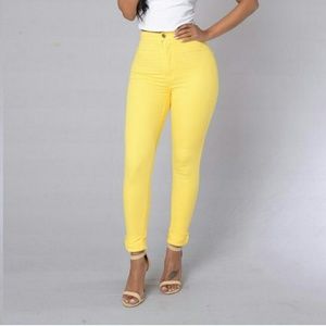 Fashion Nova Yellow High Waisted jeans