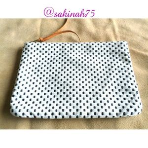 LOFT Navy & White Swiss Dot Clutch NWT